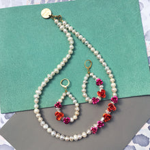 Load image into Gallery viewer, Rose Pearl Earrings + Necklace