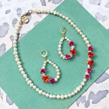 Load image into Gallery viewer, Rose Pearl Earrings + Necklace